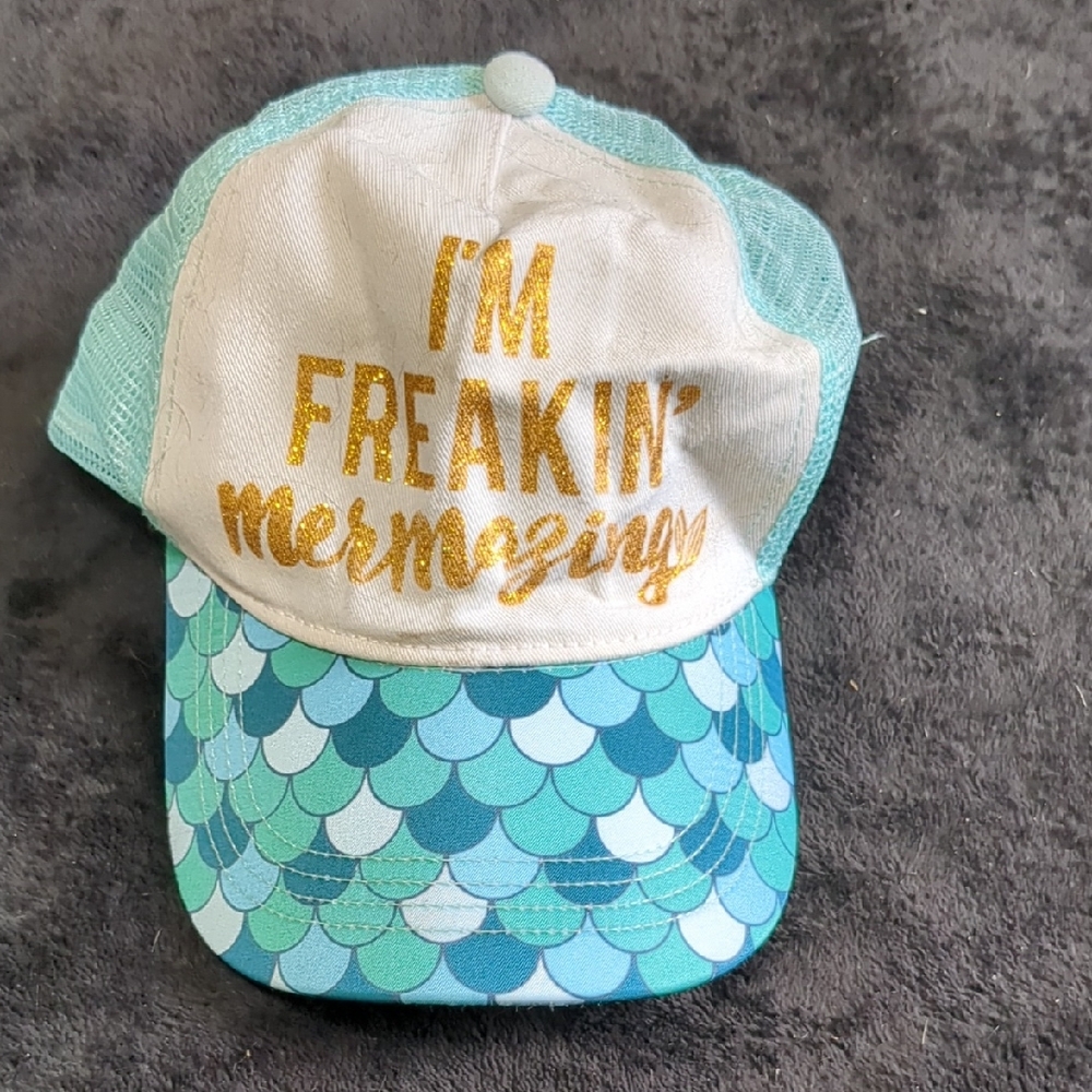 Mermazing Cap with Scales and Gold Text